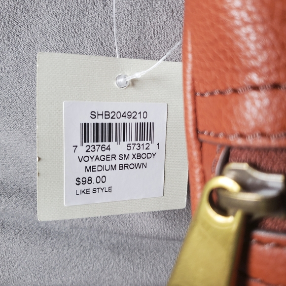 Fossil Voyager Small Brown Leather Crossbody Bag - Picture 12 of 12